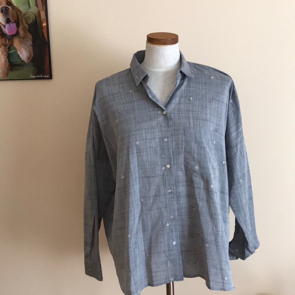 ZARA BASIC DENIM BUTTON DOWN SHIRT